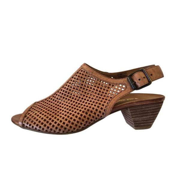 Paul Green Lois Perforated Leather Slingback Block Heel Sandal Size 8 - Picture 1 of 11